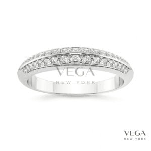 Two Row Pavé Diamond Wedding Band
