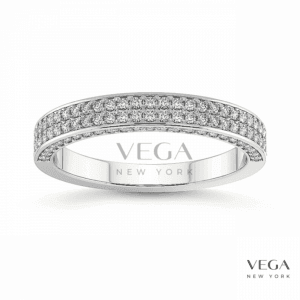 Three Row Pave Lab Grown Diamond Wedding Band
