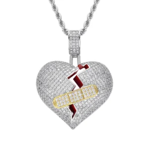 Icy Lab Diamond Broken Heart Pendant