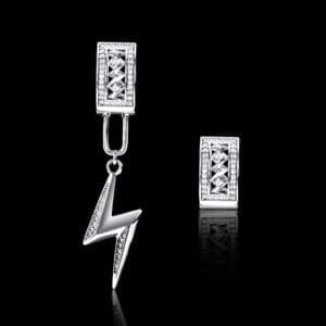 Thunder bolt Diamond Hoop Earrings