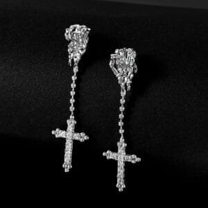 Divine Grip Cross Diamond Earrings