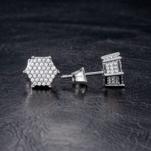 Modern Hexagon shape Diamond Stud Earrings