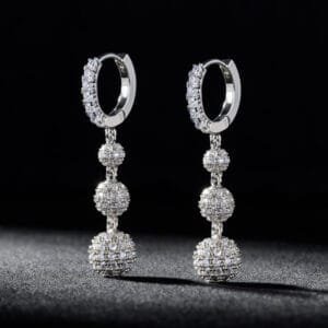 Icy Golden Cascade Drop Diamond Earrings
