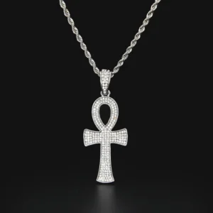 Icy Lab Diamond Ankh Cross Pendant