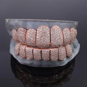 Icy Rose Gold Diamond Drip Grillz