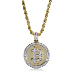Icy Lab Diamond Bitcoin Pendant