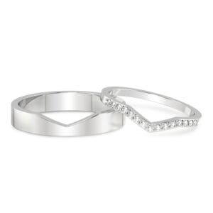 His & Hers Chevron shape Diamond Couple Ring