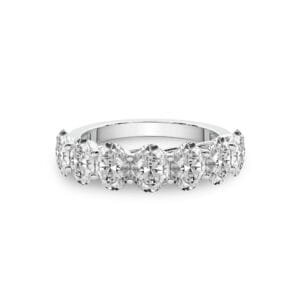 Oval Shape Diamond Half Eternity Anniversary Band