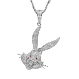Golden Bunny Iced Pendant