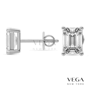 Emerald- Cut Lab Diamond Stud Earrings