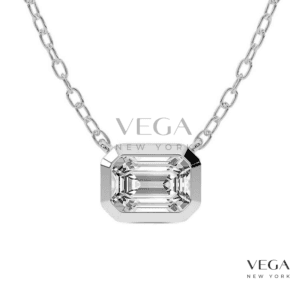 Emerald- Cut Lab Diamond Bezel Pendant