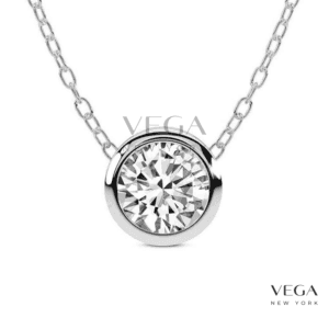 Round Bezel Set Lab Diamond Solitaire Pendant