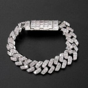 22.00 mm Iced Baguette shaped men's Cuban Link Bracelet