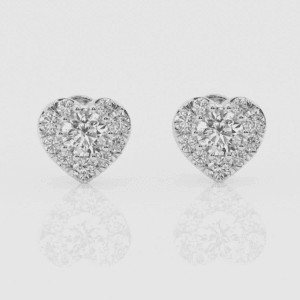 Romantic Heart Diamond Cluster Stud Earrings