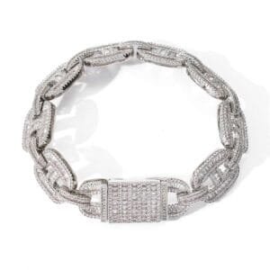 Baguette Bling Link Iced Out Statement Bracelet