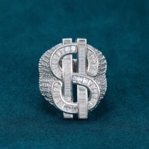 Dollar Sign Icy Lab Diamond Ring
