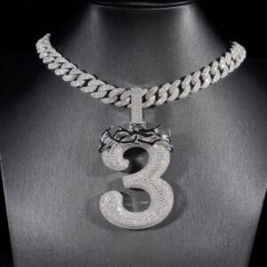 Number 3 Iced Hip Hop Crown Diamond Initial letter