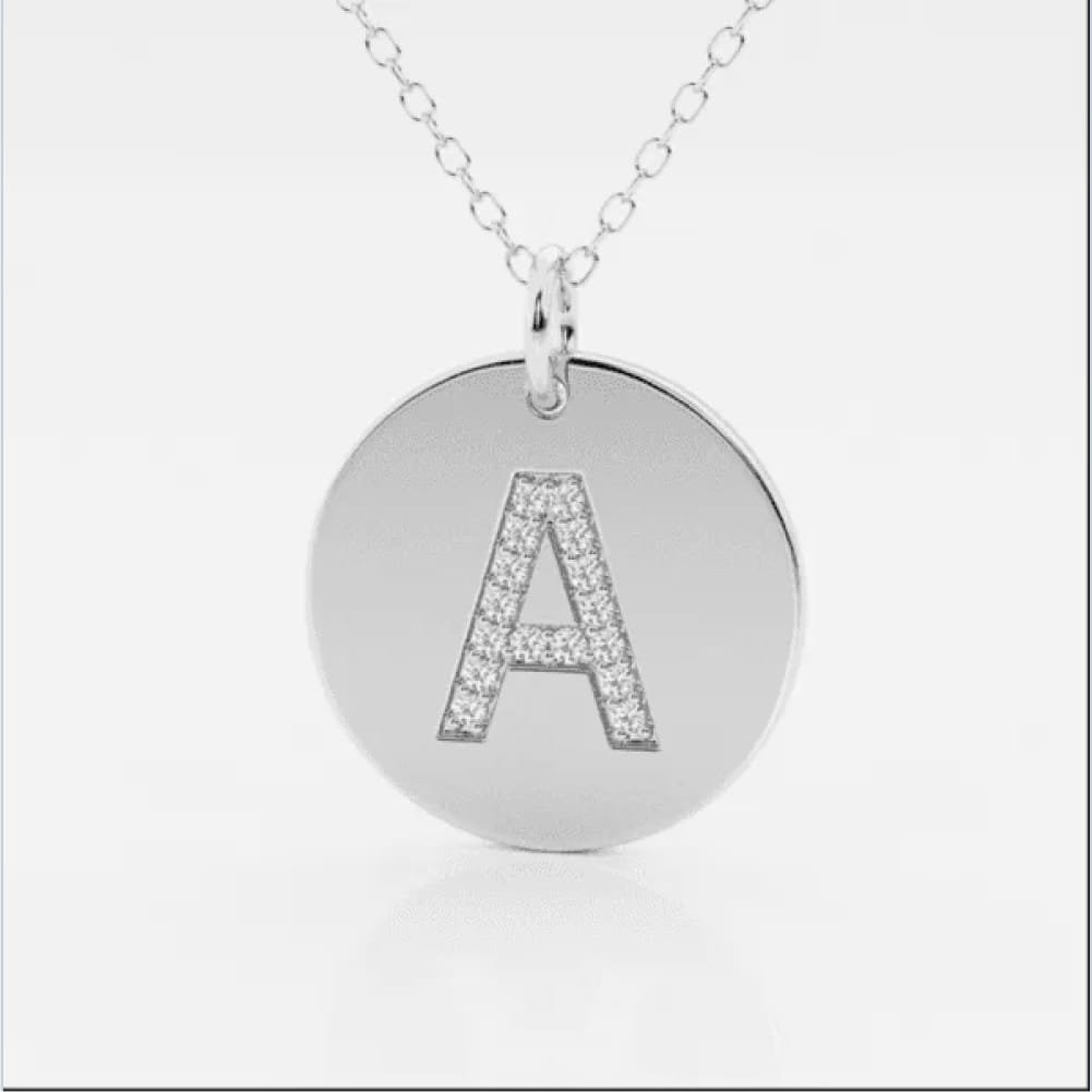 Round Disc Diamond Initial Pendant