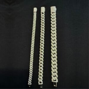 12.00 mm 925 Silver moissanite square Cuban link