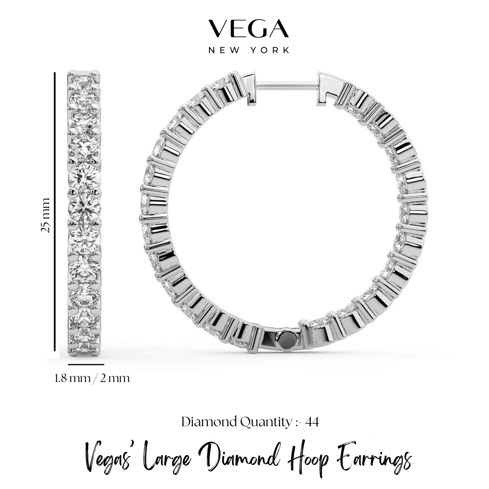 1.00 Vegas’ Large Diamond Hoop Earrings
