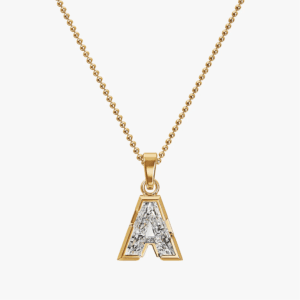 Solitaire Diamond Alphabet intial Pendant 7 mm/9 mm With 18-inch Chain