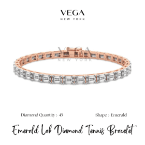 Sleek Emerald shape Diamond Tennis Bracelet