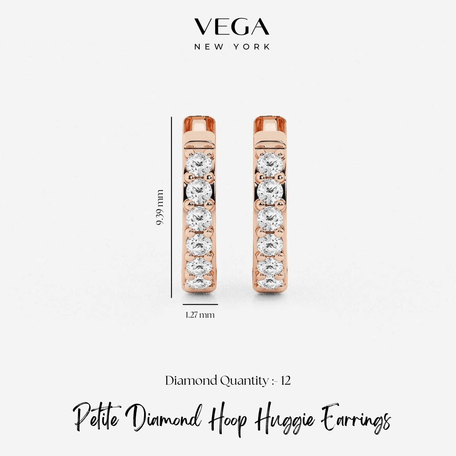Petite Diamond Hoop Huggie Earrings RG 0.12 CT