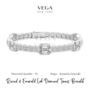 Emerald and Round Diamond Statement Bracelet