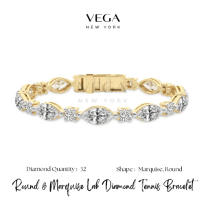 Marquise & Round Lab Diamond Link Bracelet