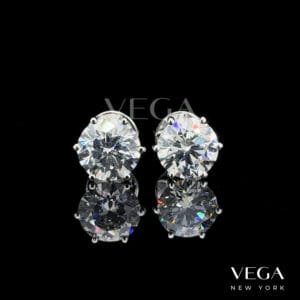 Classic Round Brilliant lab diamond Stud Earrings in white gold