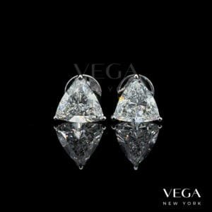 Classic Trillion tagle  lab diamond Stud Earrings in white gold