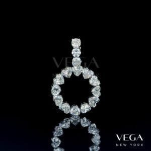 Heart-Shaped lab diamond Circle Pendant in white gold