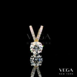 Classic V-Bale lab diamond Solitaire Pendant in yellow gold