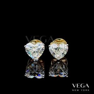 Heart-Cut lab diamond Stud Earrings in yellow gold