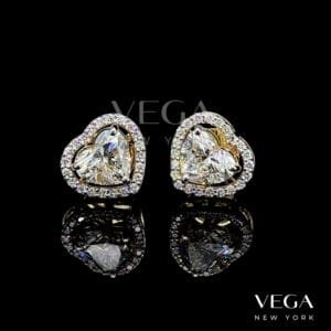 Heart-Shaped lab diamond Halo Stud Earrings in yellow gold