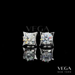 Round Brilliant Cut lab diamond Stud Earrings in white gold