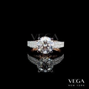 Classic Round Brilliant lab diamond Pavé Band Engagement Ring in rose gold
