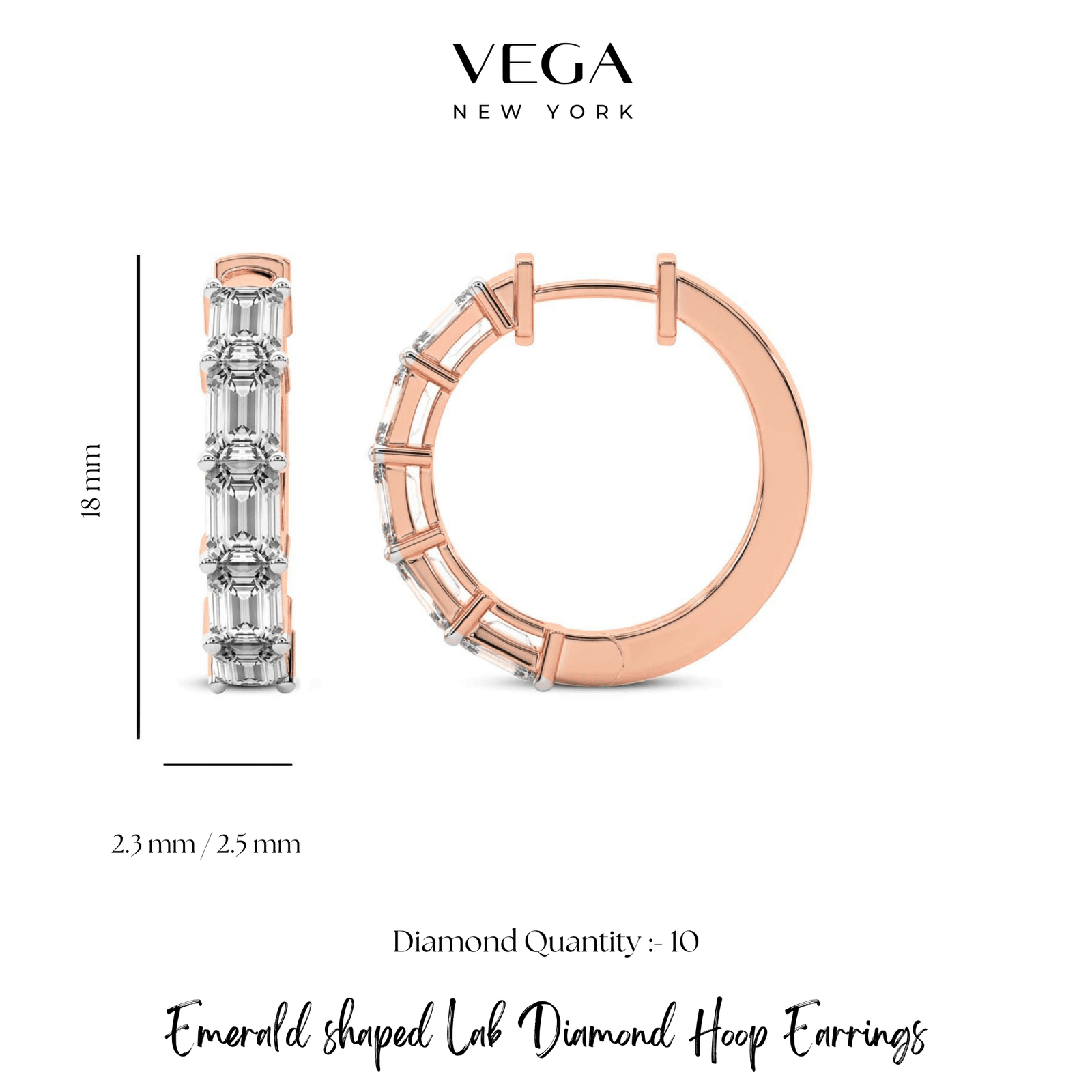 1.00 Emerald shaped Lab Diamond Hoop EarringsRG