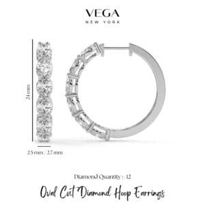 Oval Cut Diamond Hoop Earrings