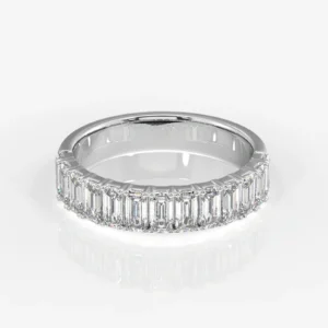 Emerald shape Lab Diamond Wedding Band