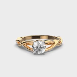 1.00 CT Round Solitaire Diamond Twisted Band Engagement Ring