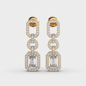 1.24 CT Emerald Cut Lab Grown Diamond Geometric Drop Earrings