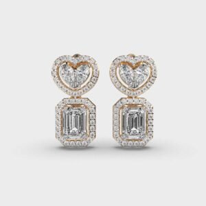 2.69 CT Emerald & Pear Shape Lab Grown Diamond Halo Earrings