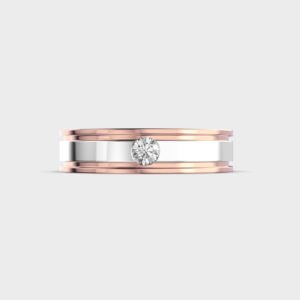Round Diamond Men’s Two-Tone Solitaire Band