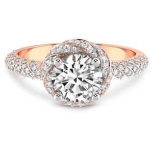 Curled Cushion Shape Side Stone Lab Grown Diamond Engagement Ring