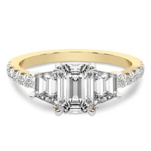 Pave Set Split prong Side Stone Brilliance Engagement Ring