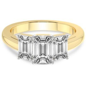 Emerald Shape Lab Grown Diamond Trilogy Engagement Ring