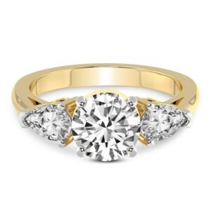 Tear Drop Side Accents Three Stone Diamond Engagement Ring