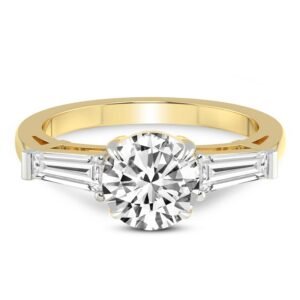 Three Stone Baguette Lab Grown Diamond Engagement Ring
