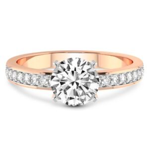 Double Scalloped Prong set Halo Lab Grown Diamond Engagement Ring